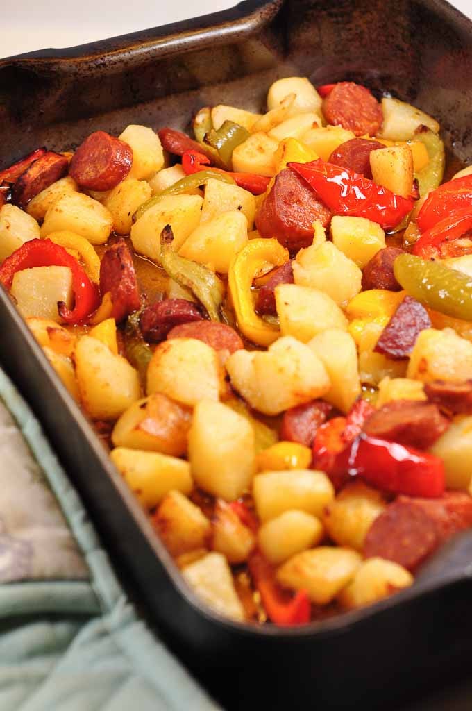 chorizo potato and egg tray bake without eggs
