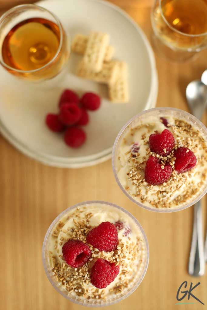 Raspberry Cranachan for two on tray